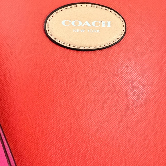 Coach Vibrant Red and Tan Tote Bag - Picture 4 of 6